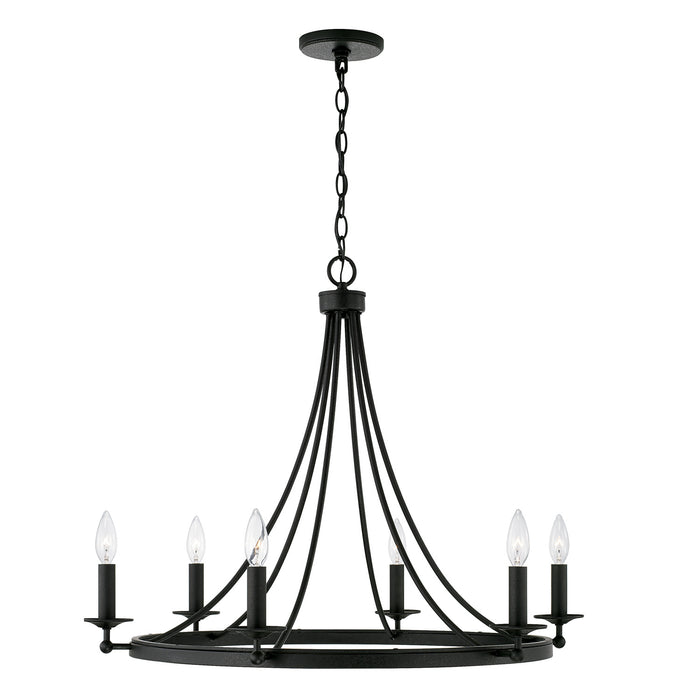Capital Lighting AA1005BI Six Light Chandelier, Black Iron