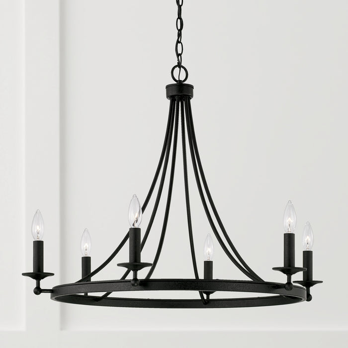 Capital Lighting AA1005BI Six Light Chandelier, Black Iron