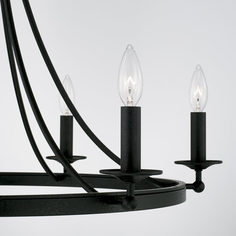 Capital Lighting AA1005BI Six Light Chandelier, Black Iron
