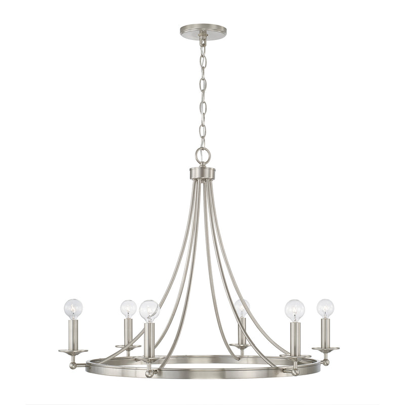 Capital Lighting AA1005BN Six Light Chandelier, Brushed Nickel