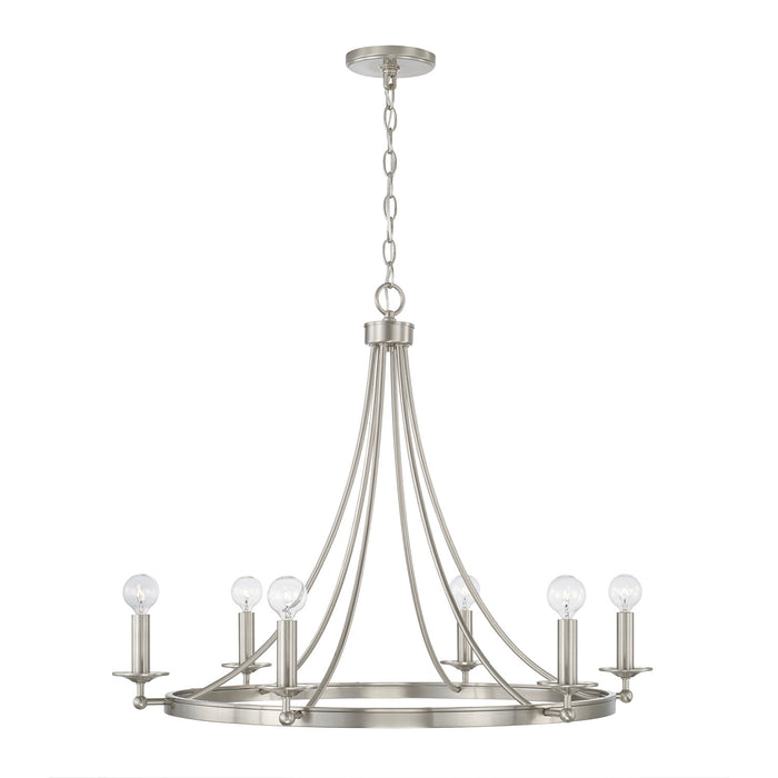 Capital Lighting AA1005BN Six Light Chandelier, Brushed Nickel
