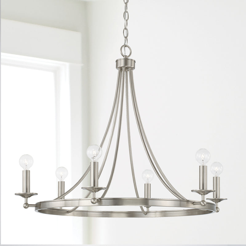 Capital Lighting AA1005BN Six Light Chandelier, Brushed Nickel