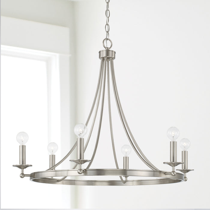 Capital Lighting AA1005BN Six Light Chandelier, Brushed Nickel