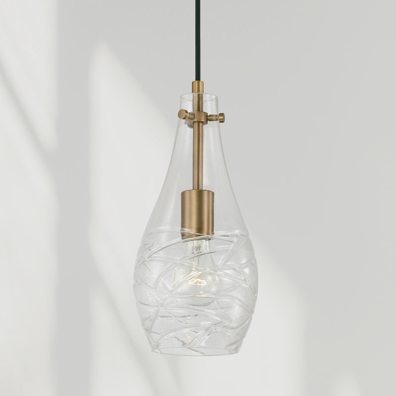 Capital Lighting AA1006AD One Light Pendant, Aged Brass