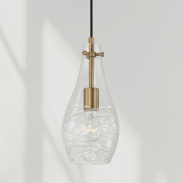 Capital Lighting AA1006AD One Light Pendant, Aged Brass