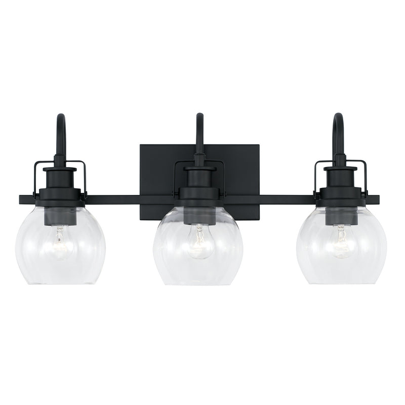 Capital Lighting AA1007MB Three Light Vanity, Matte Black