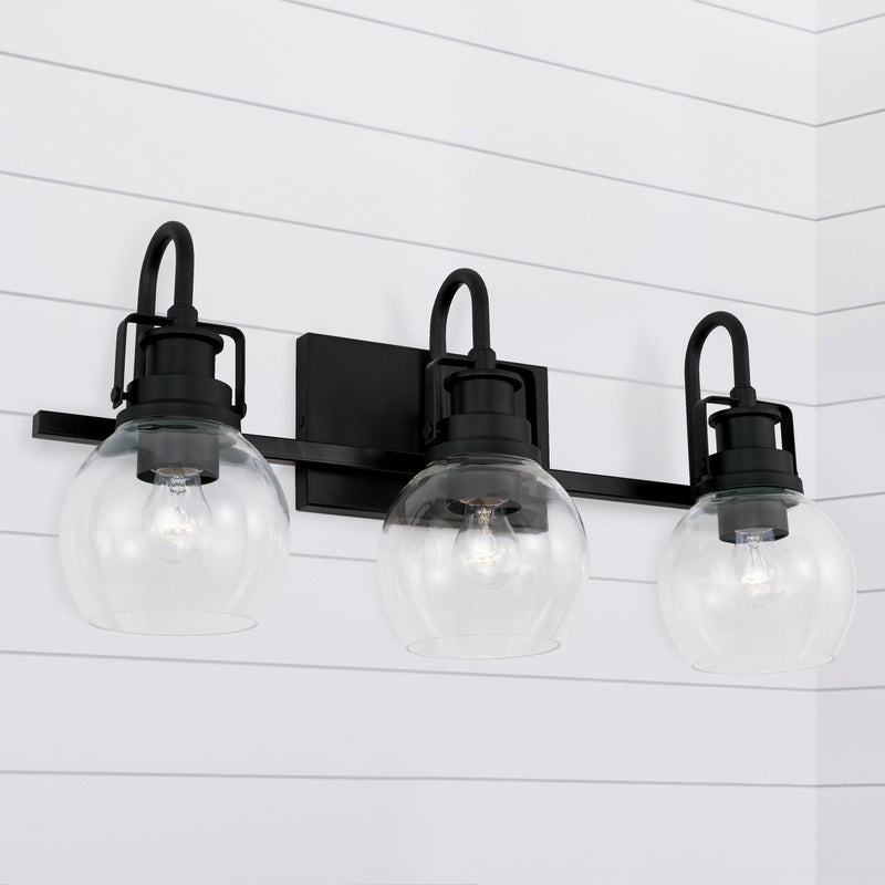 Capital Lighting AA1007MB Three Light Vanity, Matte Black