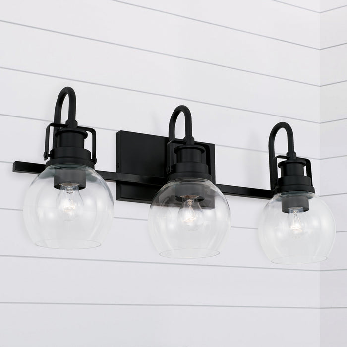 Capital Lighting AA1007MB Three Light Vanity, Matte Black