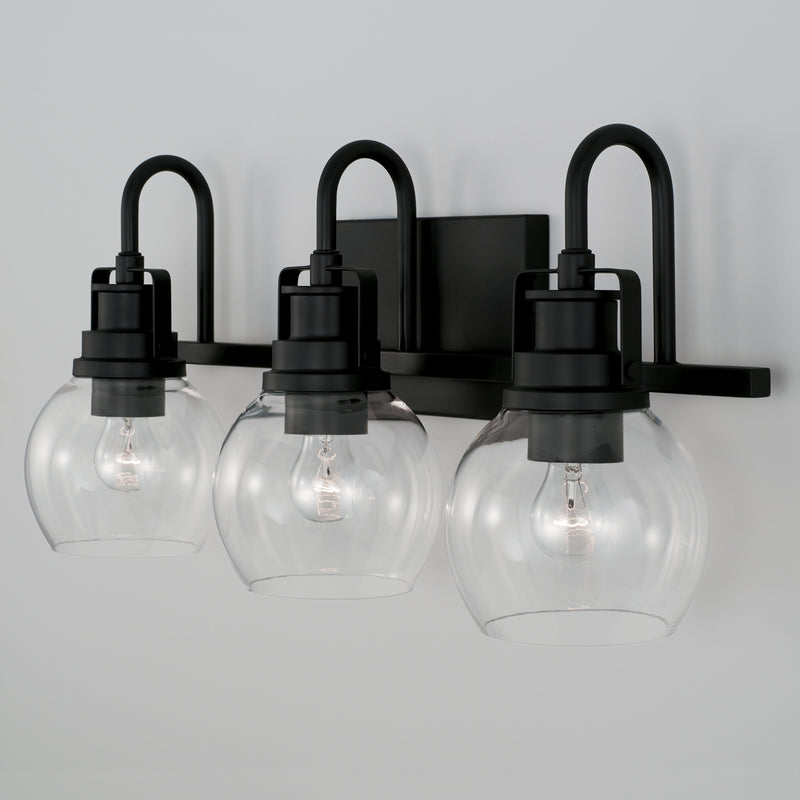 Capital Lighting AA1007MB Three Light Vanity, Matte Black