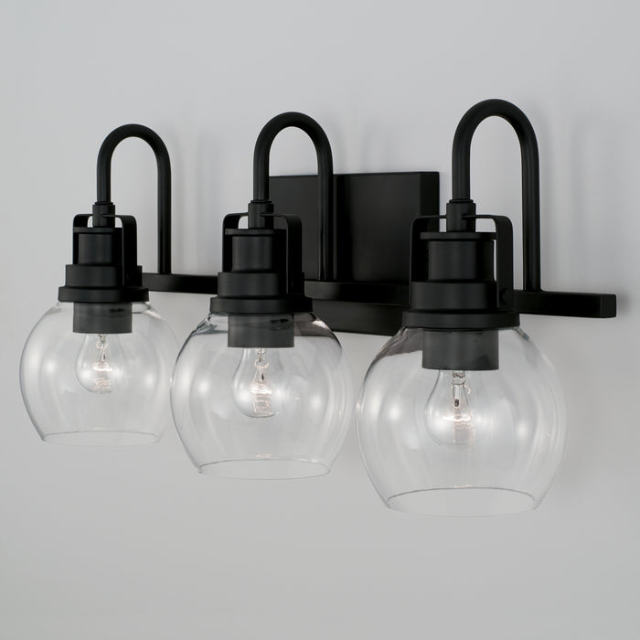 Capital Lighting AA1007MB Three Light Vanity, Matte Black