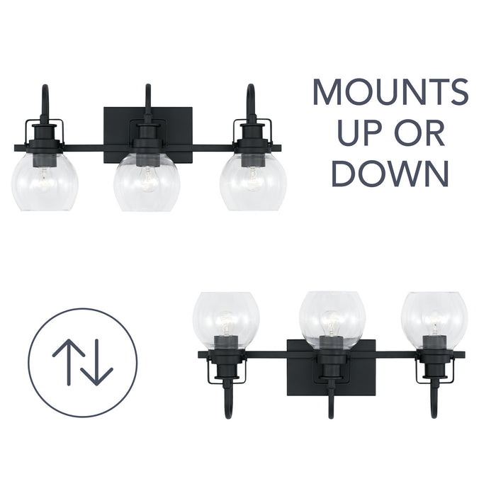 Capital Lighting AA1007MB Three Light Vanity, Matte Black