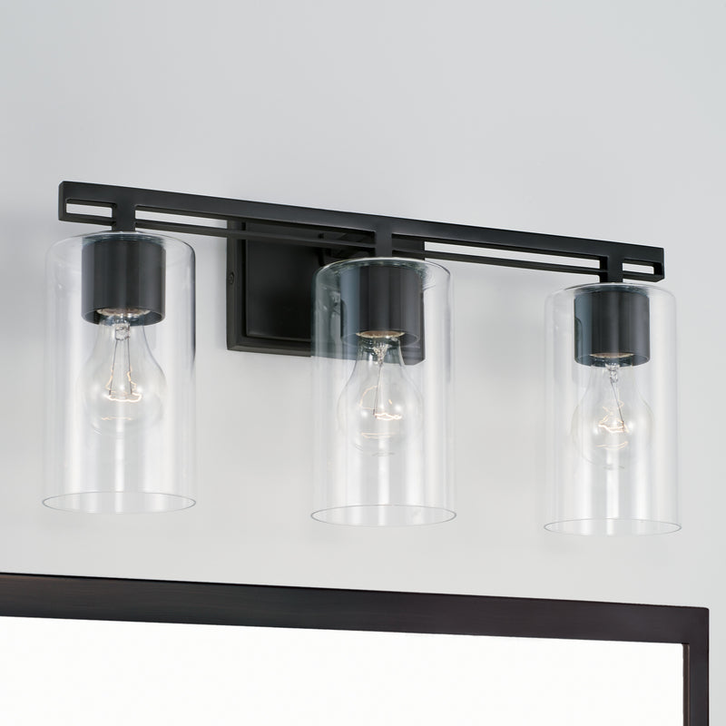Capital Lighting AA1008MB Three Light Vanity, Matte Black
