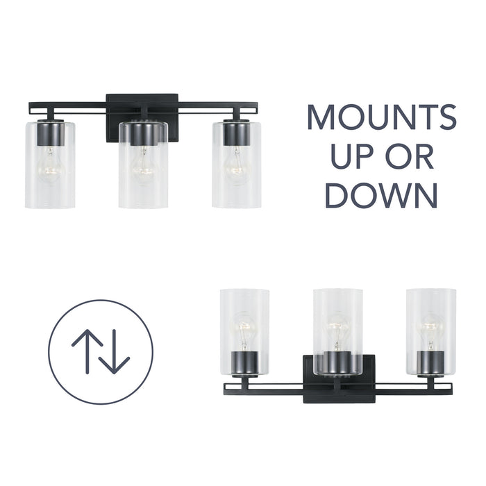 Capital Lighting AA1008MB Three Light Vanity, Matte Black