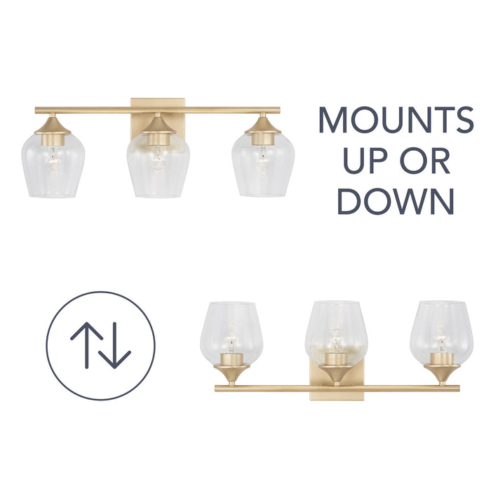 Capital Lighting AA1009SF Three Light Vanity, Soft Gold
