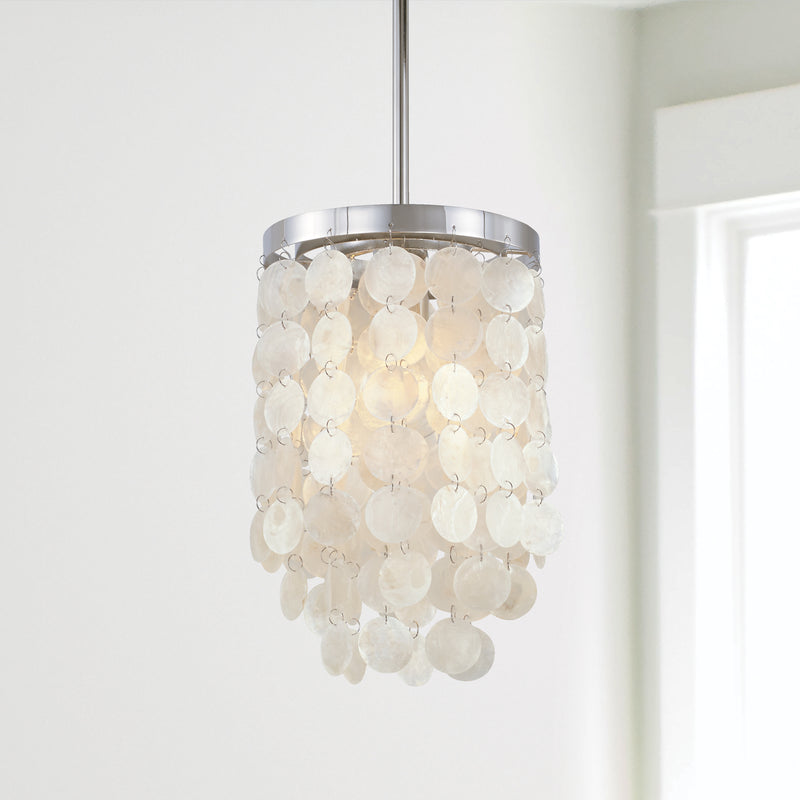 Capital Lighting AA1012PN One Light Pendant, Polished Nickel