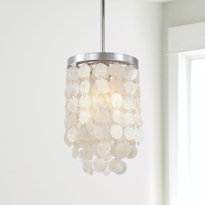 Capital Lighting AA1012PN One Light Pendant, Polished Nickel