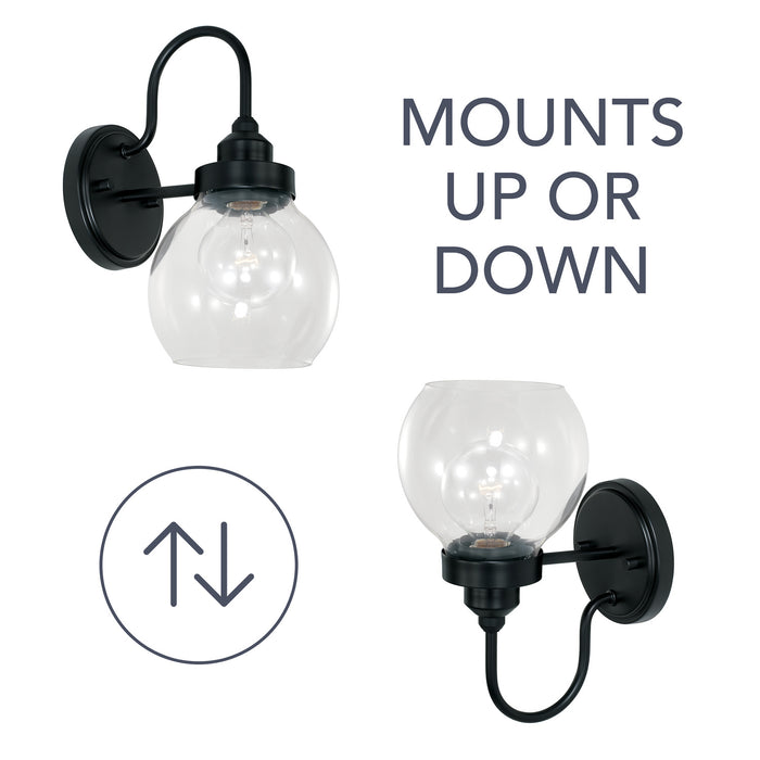 Capital Lighting AA1014MB One Light Wall Sconce, Matte Black