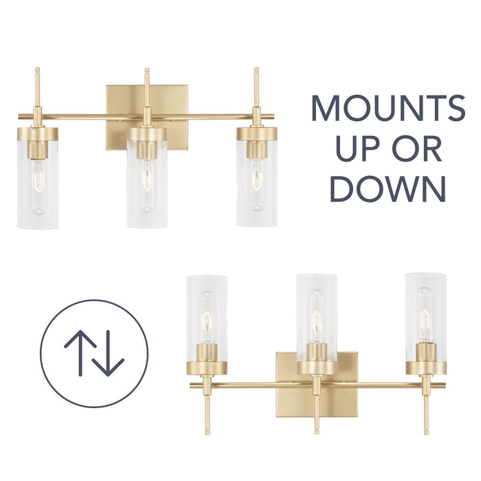 Capital Lighting AA1015SF Three Light Vanity, Soft Gold
