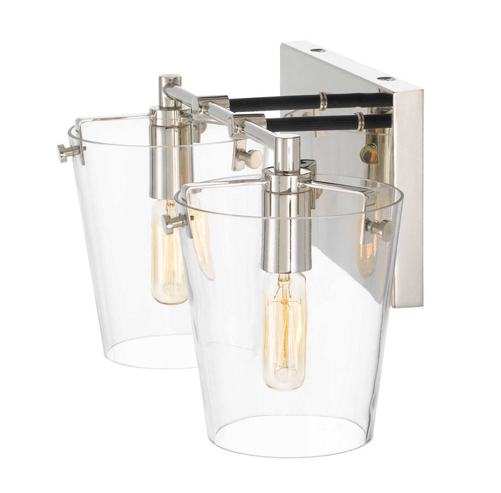 Varaluz 351B02BLPN Two Light Bath, Black/Polished Nickel