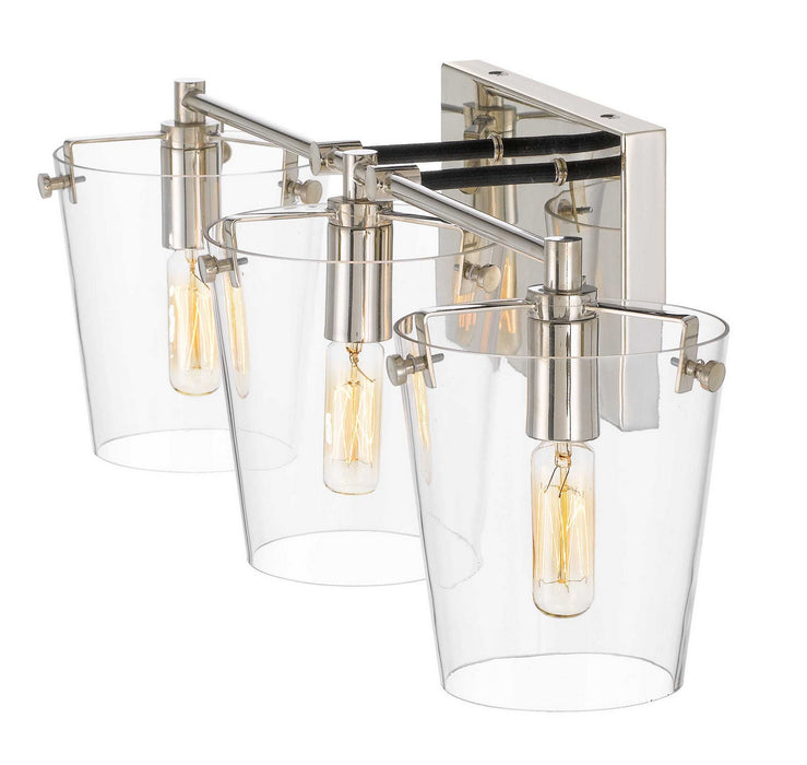 Varaluz 351B03BLPN Three Light Bath, Black/Polished Nickel