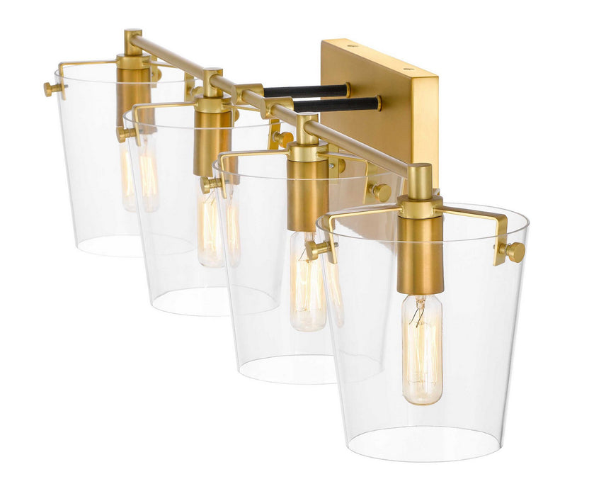 Varaluz 351B04BLSB Four Light Bath, Black/Satin Brass