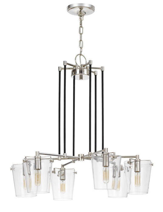 Varaluz 351C06BLPN Six Light Chandelier, Black/Polished Nickel