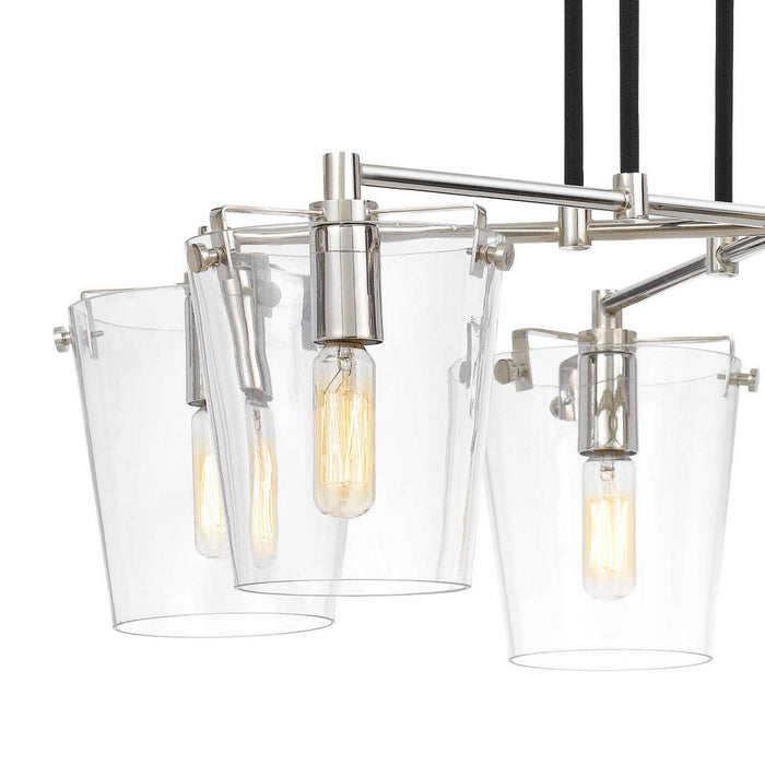 Varaluz 351C06BLPN Six Light Chandelier, Black/Polished Nickel