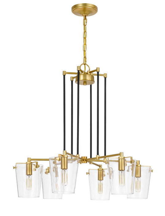 Varaluz 351C06BLSB Six Light Chandelier, Black/Satin Brass