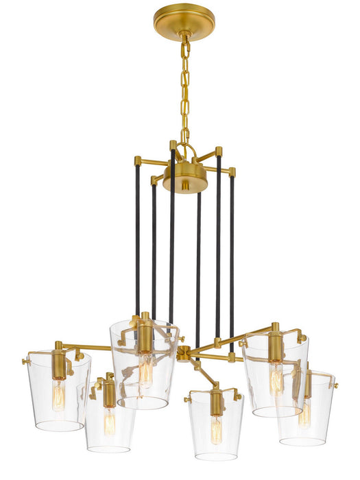 Varaluz 351C06BLSB Six Light Chandelier, Black/Satin Brass