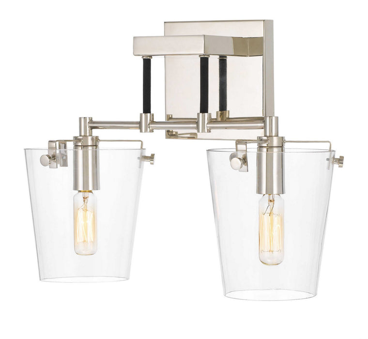 Varaluz 351K02BLPN Two Light Wall Sconce, Black/Polished Nickel
