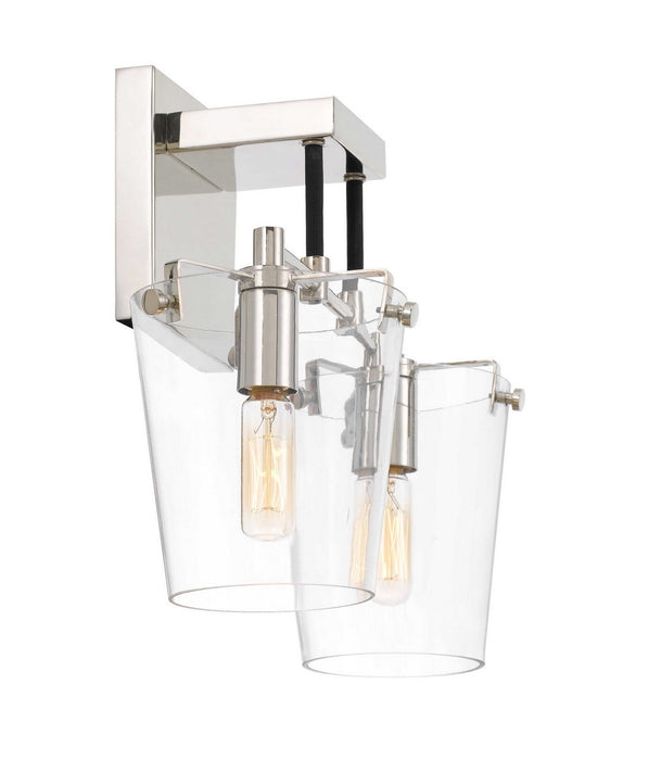 Varaluz 351K02BLPN Two Light Wall Sconce, Black/Polished Nickel