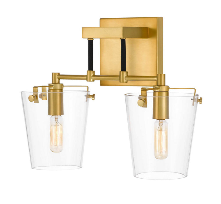 Varaluz 351K02BLSB Two Light Wall Sconce, Black/Satin Brass
