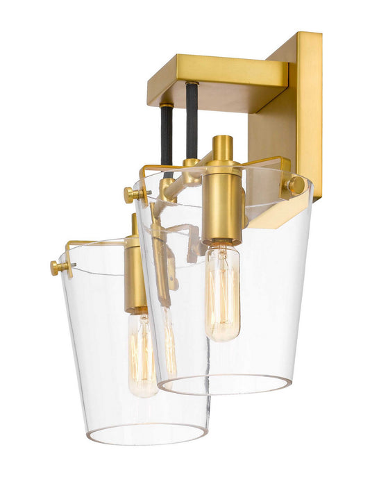 Varaluz 351K02BLSB Two Light Wall Sconce, Black/Satin Brass