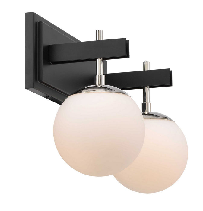 Varaluz 352B02BLPN Two Light Bath, Black/Polished Nickel