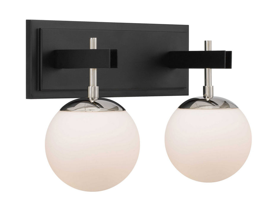 Varaluz 352B02BLPN Two Light Bath, Black/Polished Nickel