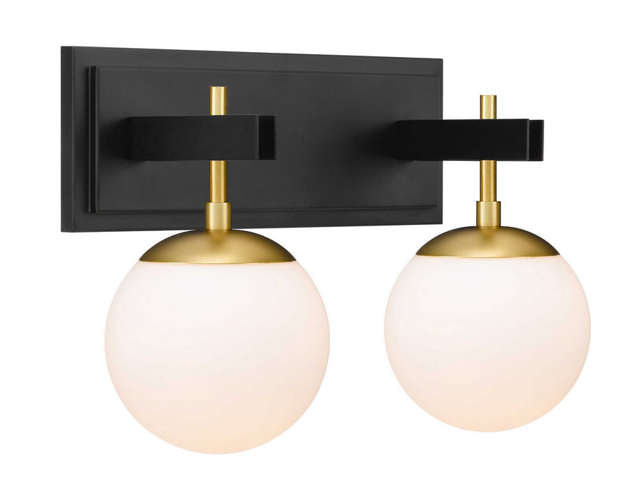 Varaluz 352B02BLSB Two Light Bath, Black/Satin Brass