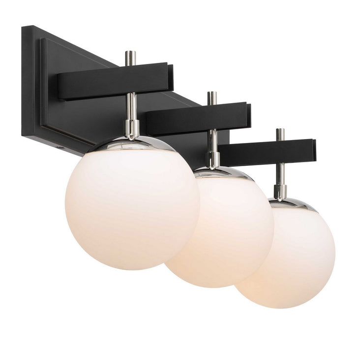 Varaluz 352B03BLPN Three Light Bath, Black/Polished Nickel