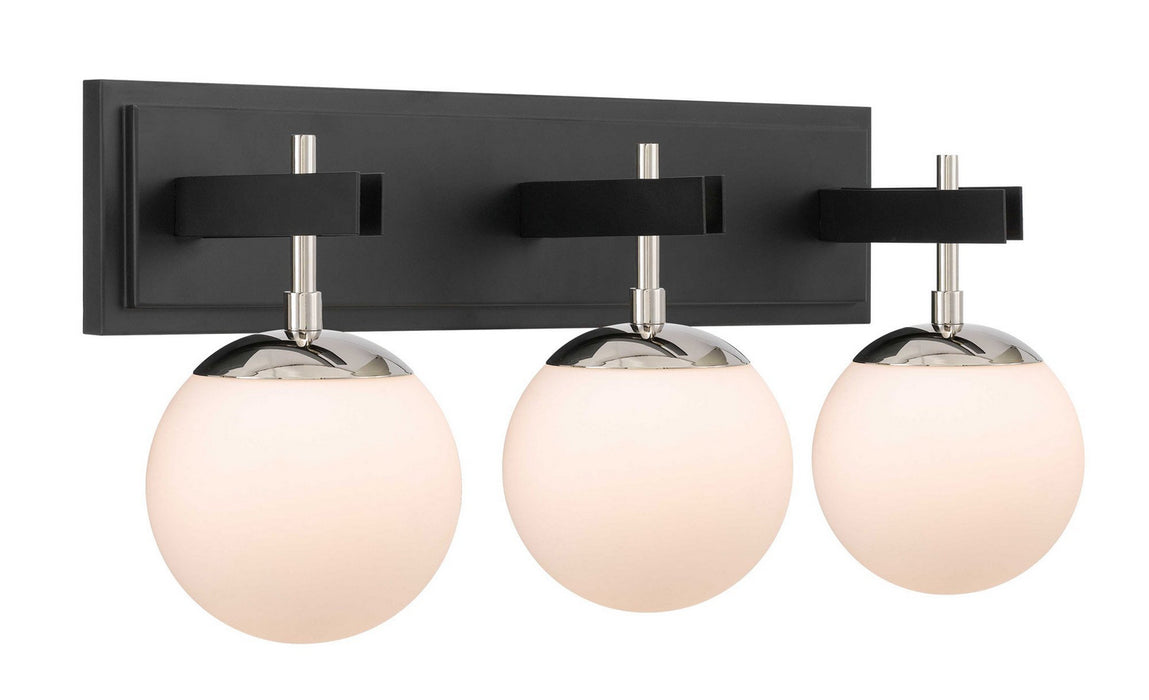 Varaluz 352B03BLPN Three Light Bath, Black/Polished Nickel