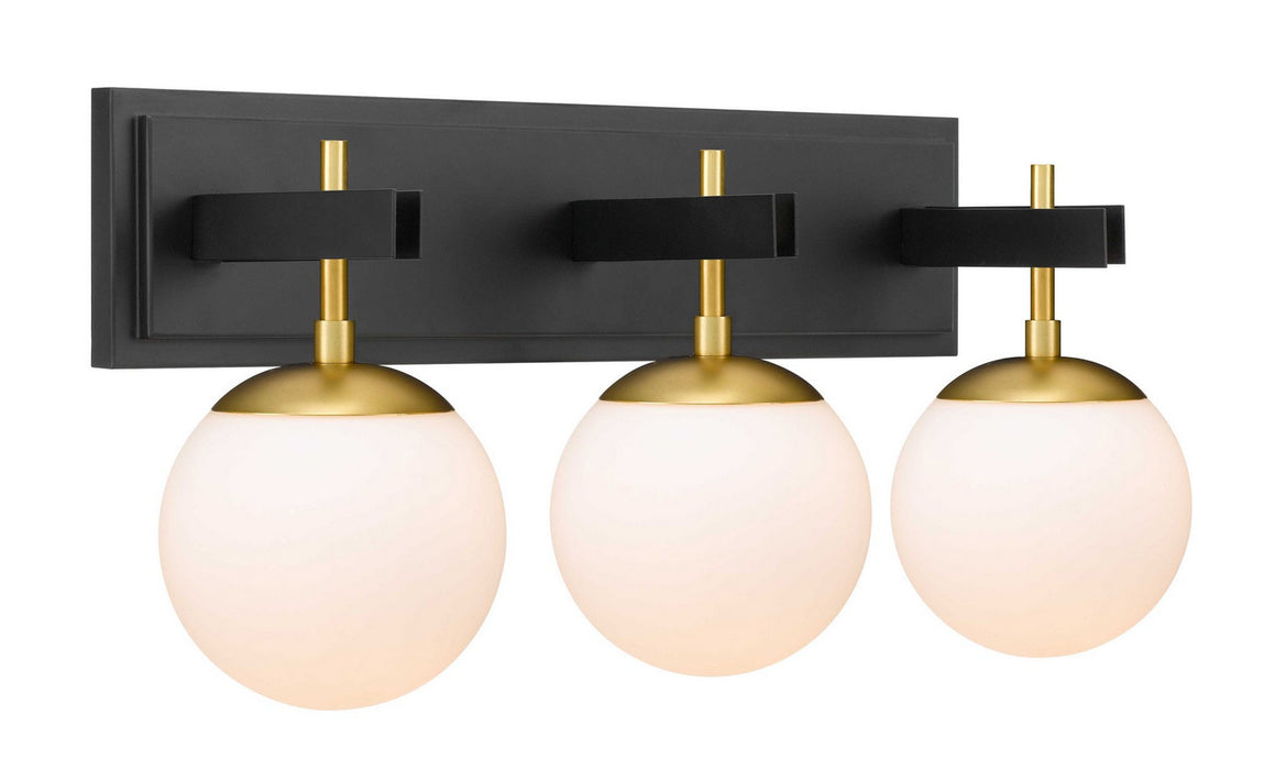 Varaluz 352B03BLSB Three Light Bath, Black/Satin Brass