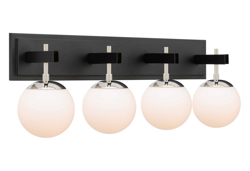 Varaluz 352B04BLPN Four Light Bath, Black/Polished Nickel
