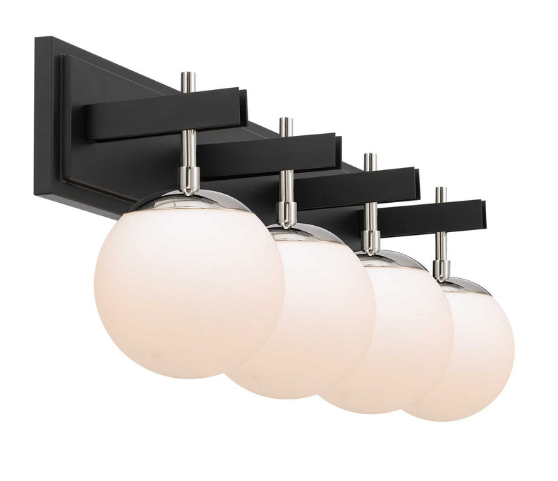 Varaluz 352B04BLPN Four Light Bath, Black/Polished Nickel