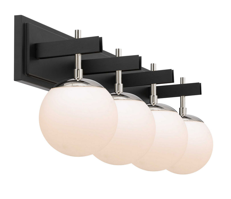 Varaluz 352B04BLPN Four Light Bath, Black/Polished Nickel