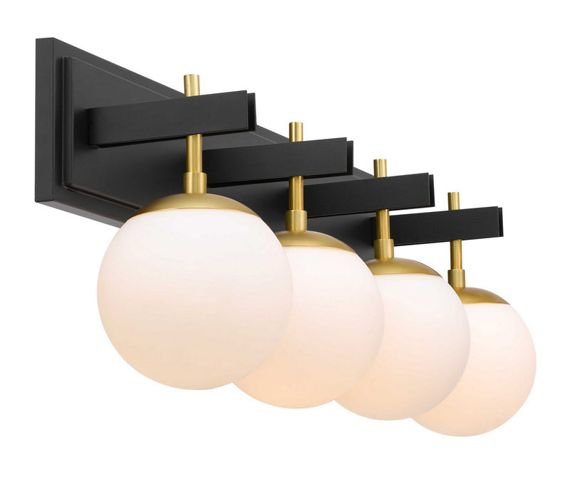 Varaluz 352B04BLSB Four Light Bath, Black/Satin Brass