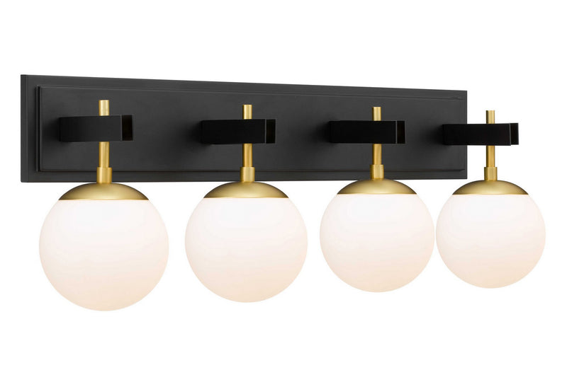 Varaluz 352B04BLSB Four Light Bath, Black/Satin Brass