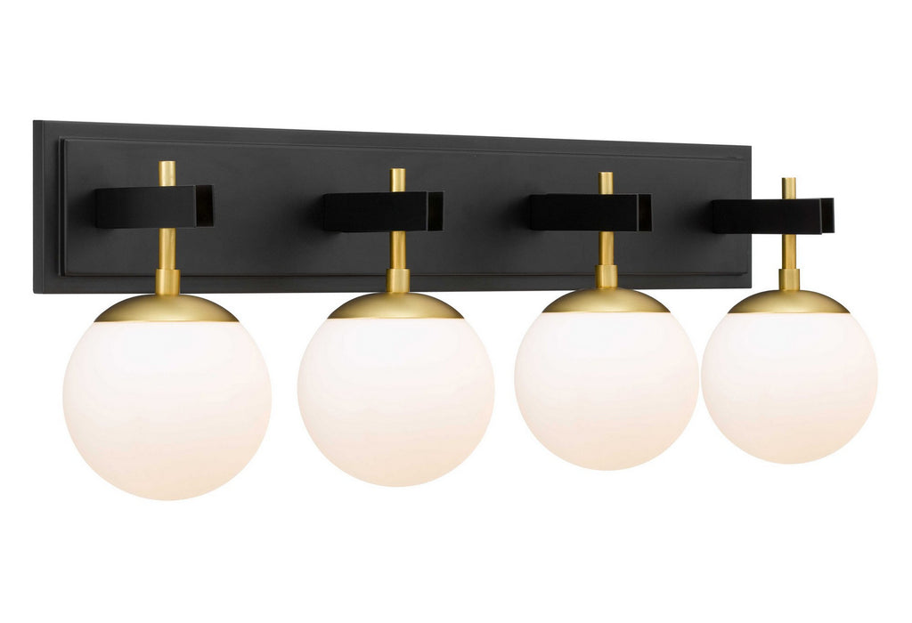 Varaluz 352B04BLSB Four Light Bath, Black/Satin Brass