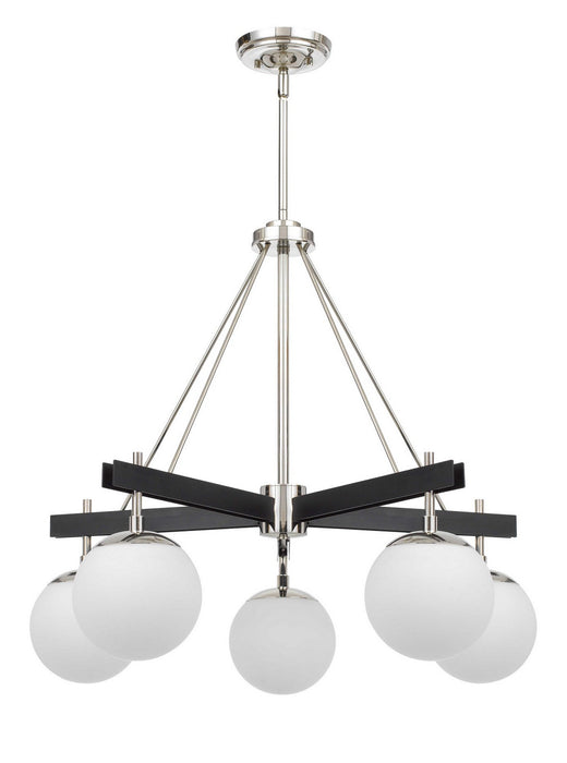 Varaluz 352C05BLPN Five Light Chandelier, Black/Polished Nickel