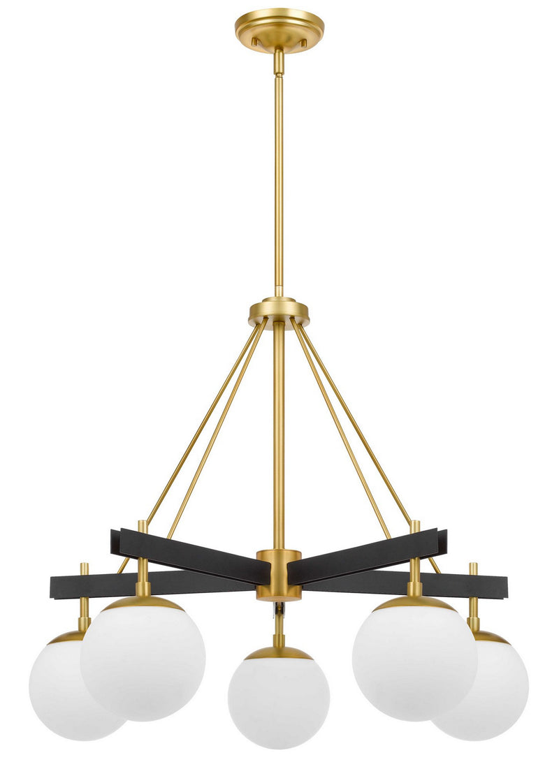 Varaluz 352C05BLSB Five Light Chandelier, Black/Satin Brass