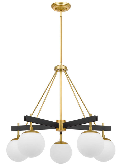 Varaluz 352C05BLSB Five Light Chandelier, Black/Satin Brass