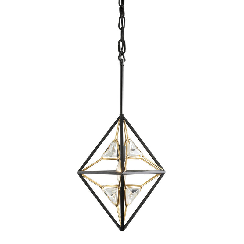 Varaluz 353M01MBFG One Light Mini Pendant, Matte Black/French Gold
