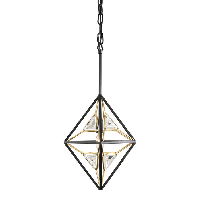 Varaluz 353M01MBFG One Light Mini Pendant, Matte Black/French Gold
